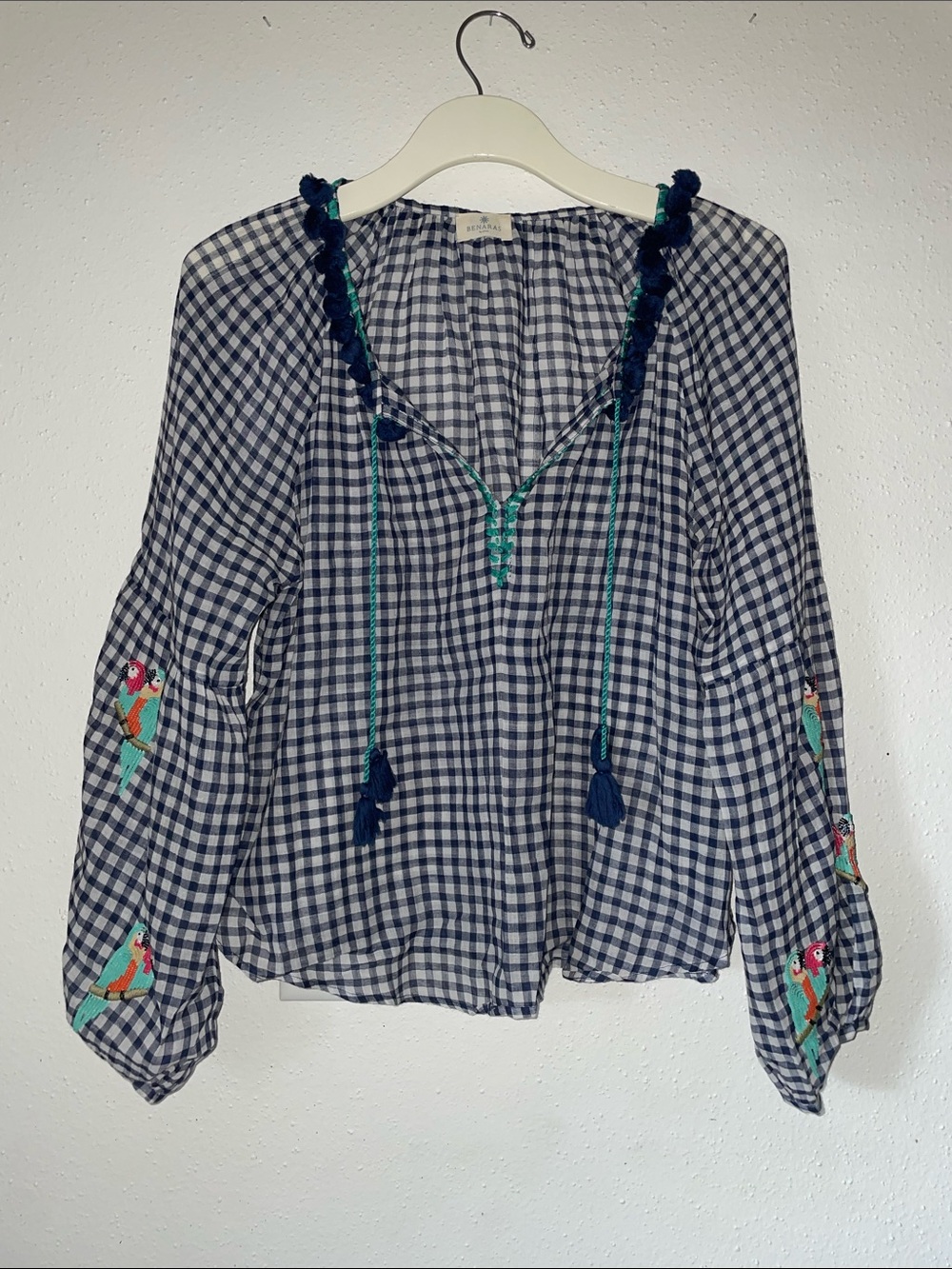 Benaras by Citrus Navy Blue Gingham Top